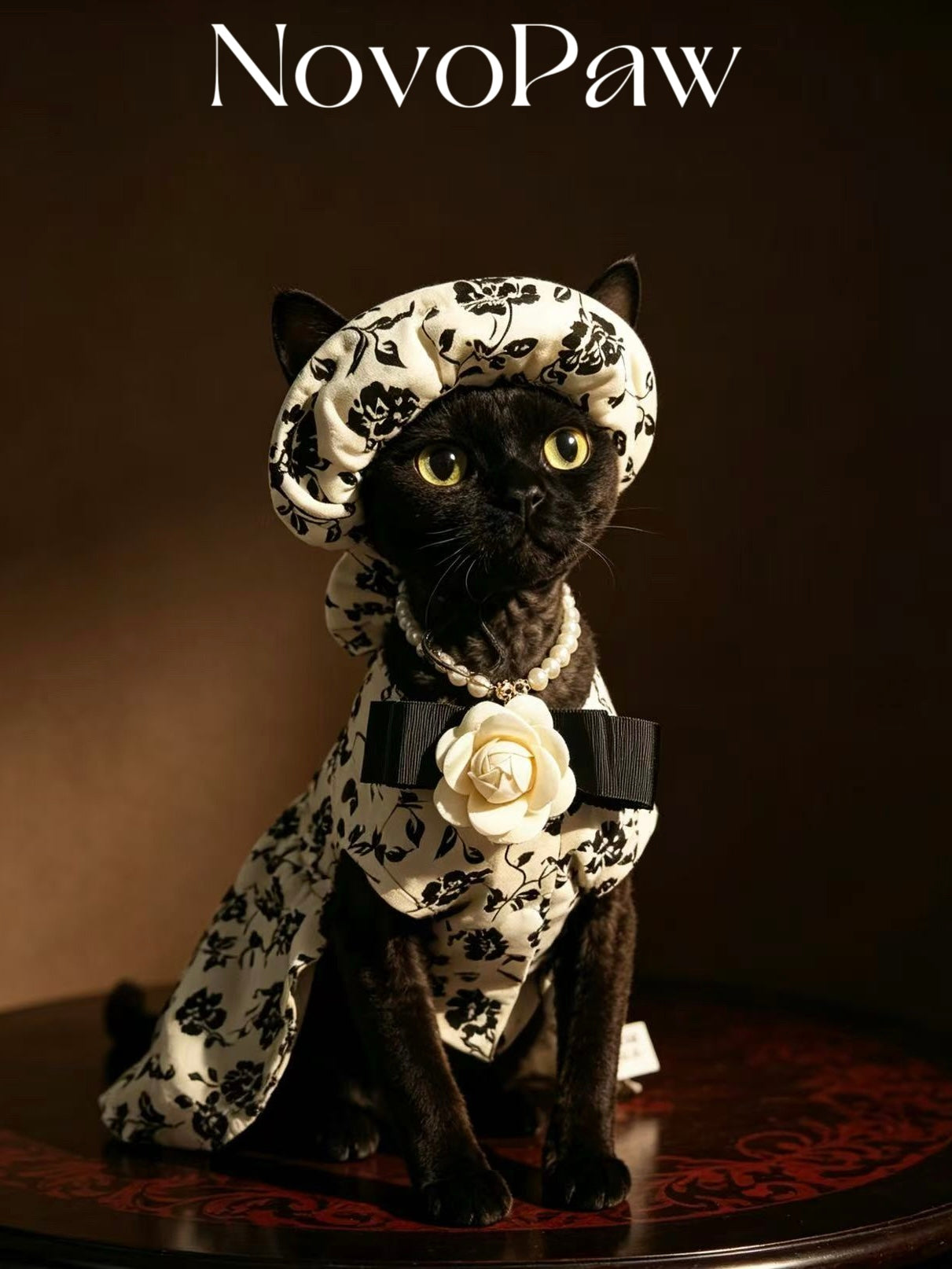 🤍Black White Floral Pet Shirt/Dress Cotton Matching Set - Novo Paw