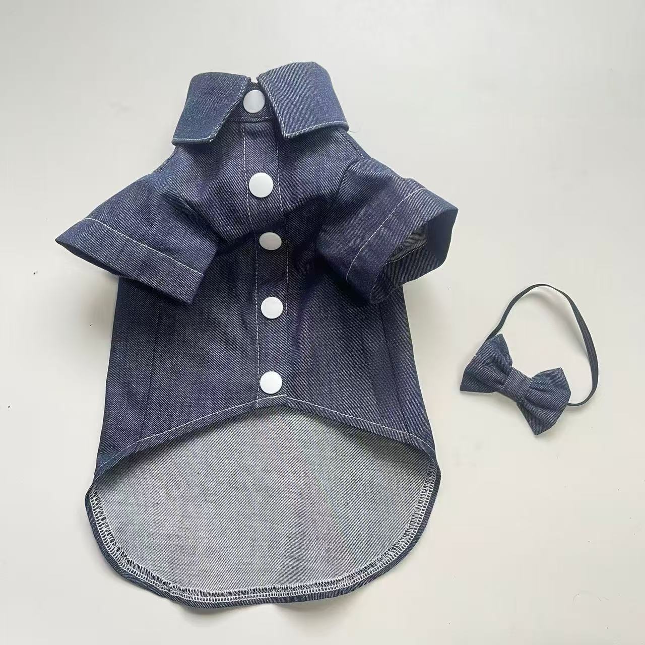Cat Denim Shirt Outfit – 100% Cotton Breathable Apparel for Sphynx & Devon Rex - Novo Paw