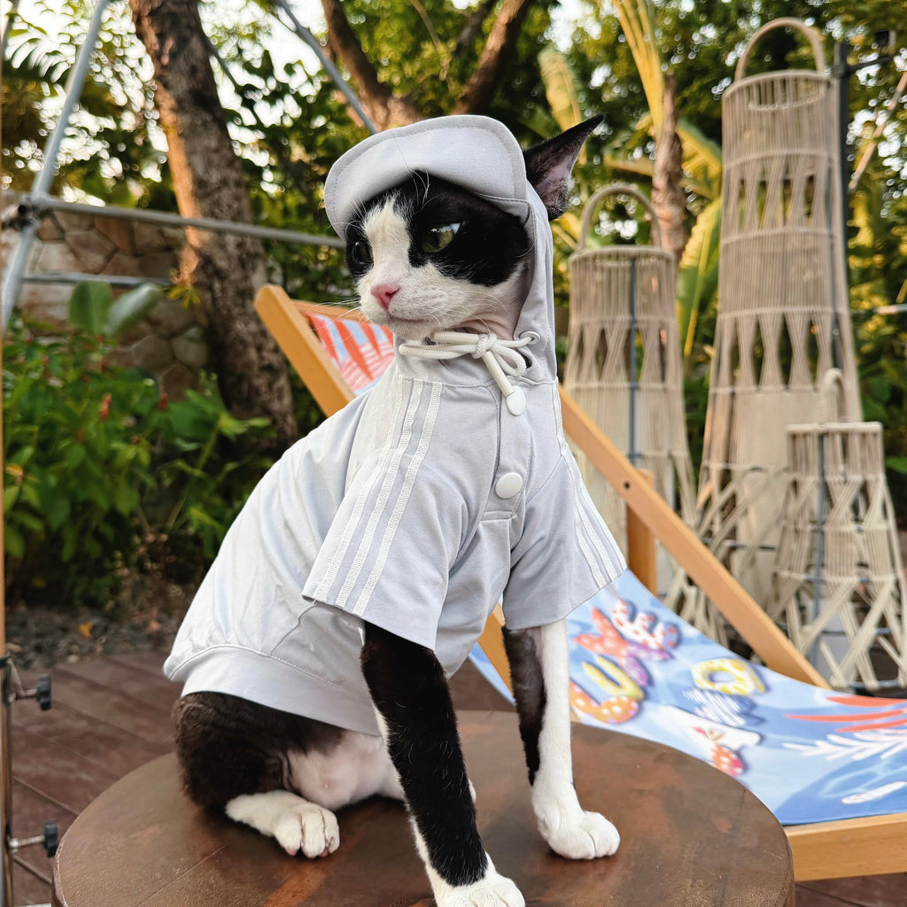 🩶Functional Sun Protection Breathable Hooded Shirt for Cats - Novo Paw
