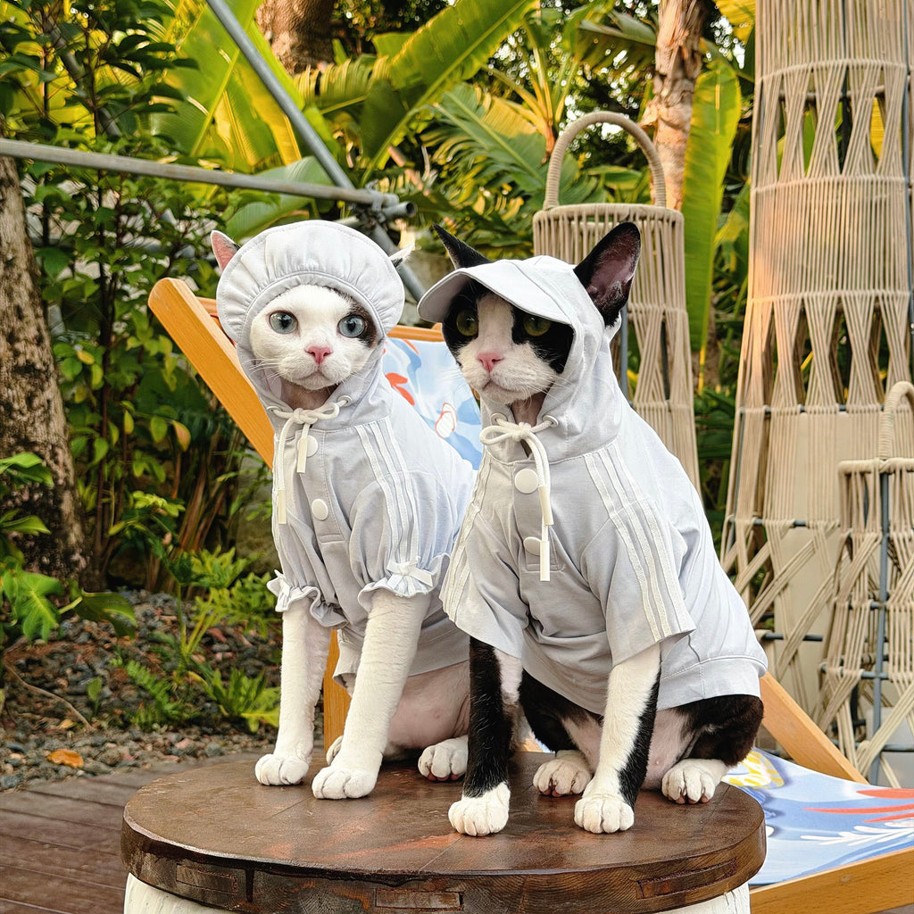 🩶Functional Sun Protection Breathable Hooded Shirt for Cats - Novo Paw