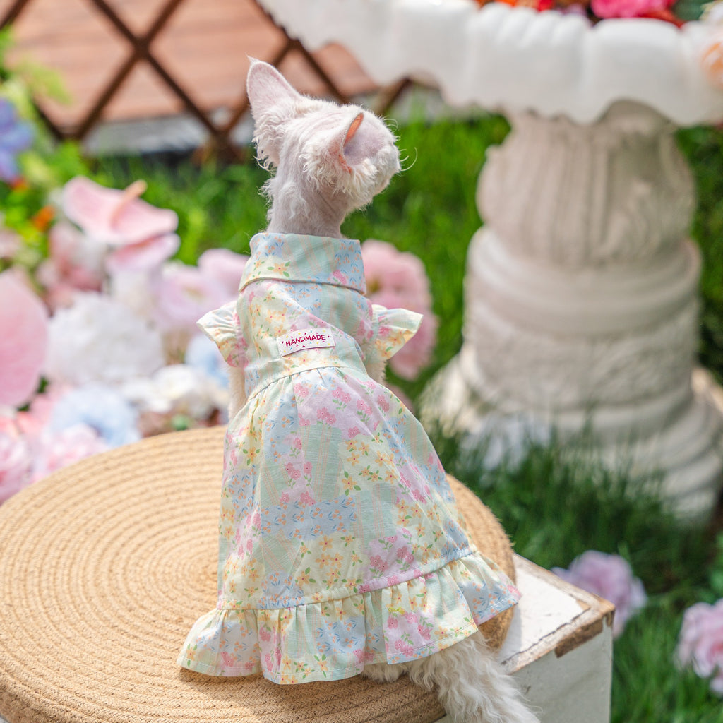 💚Color Block Floral Cotton Pet Dress - Novo Paw