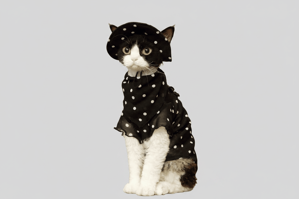 Sphynx Cat Outfit Set with Hat | NovoPaw™ Breathable Mesh Polka Dot Clothes for Devon Rex & Hairless Cats - Novo Paw