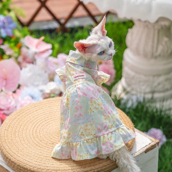 💚Color Block Floral Cotton Pet Dress - Novo Paw